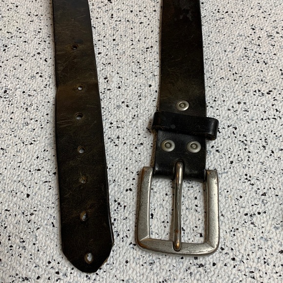 Vintage Unmarked Dark Brown Leather Belt with Silver Buckle - Picture 1 of 4